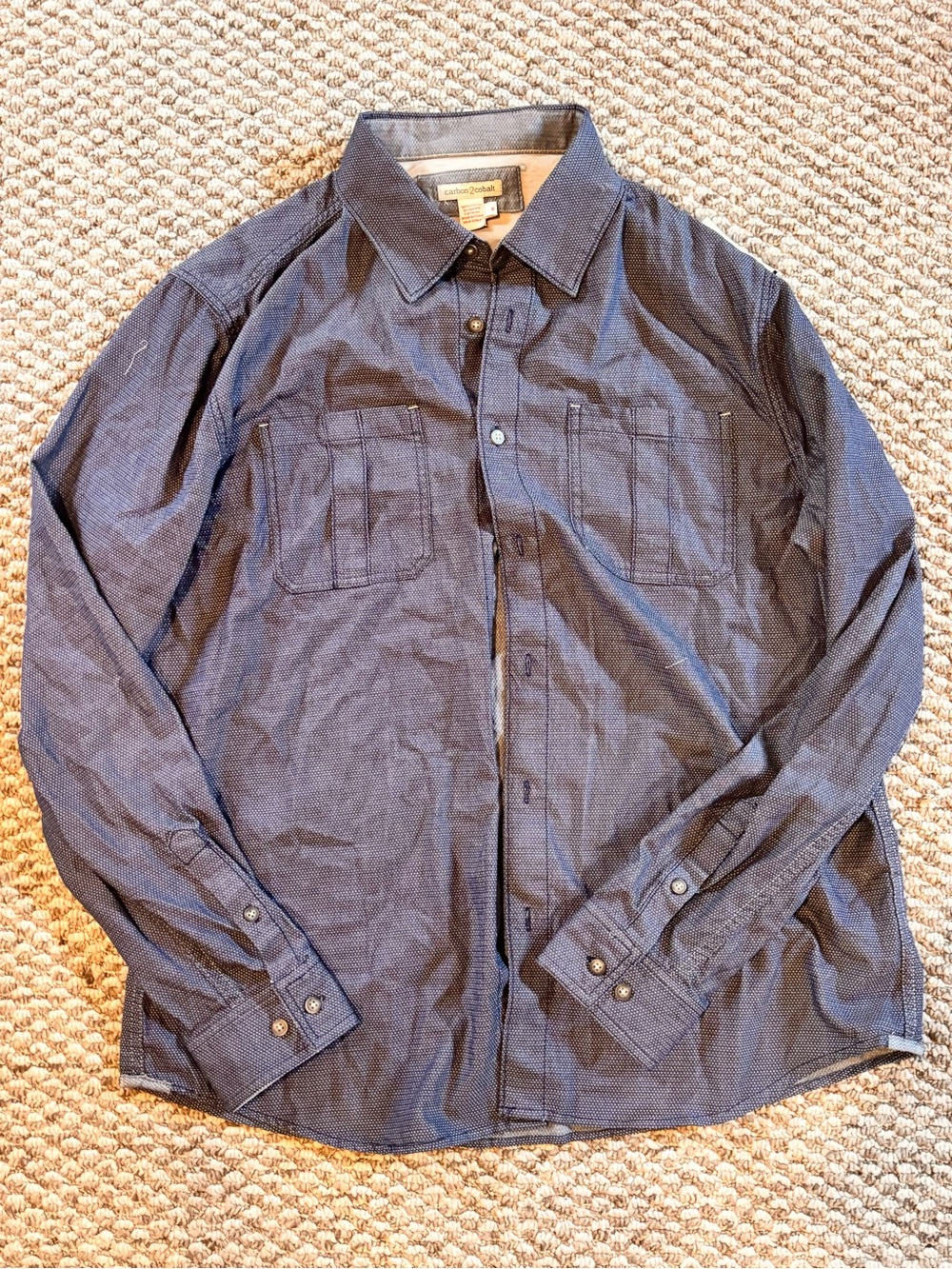 Men's Blue Lightweight Button-Up Shirt Jacket